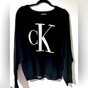 Calvin Klein - black/white brand logo sweater - heavyweight